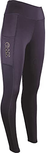 AK Oreo Pull on High Waisted Breathable Horse Riding Tights/Leggings/Breeches with Full Seat Silicon Grip AKRS-6052-01 (UK, Alpha, XXS, Regular, Regular, Black)