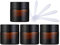 ZEOABSY 4 Pack Amber Glass Cosmetic Jars, 10ml Empty Face Cream Storage Containers Pots with Black Lid & Inner Liners for Creams, Lotion, Eye Cream, Make-Up Storage, Lotion Ointment + 6X Spatula.