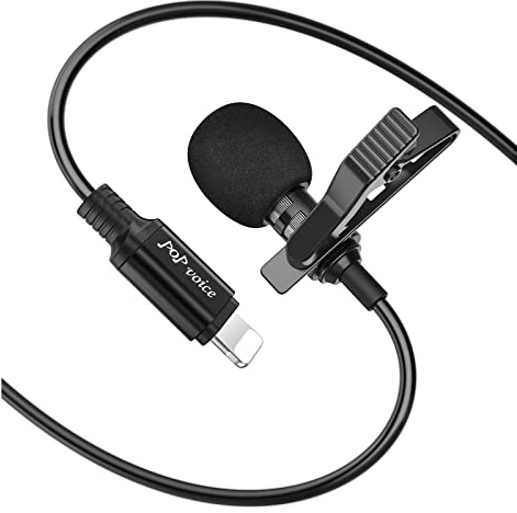 PoP voice Professionelles Mikrofon für iPhone, LavalierRevers, omnidirektionales Mikrofon für iPad, iPod, Kondensatormikrofon für iPhone, Audio und Videoaufnahmen, YouTube, Interview, Podcast,