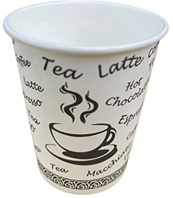 400 x 7oz (200cc) Single Wall Printed Paper Cups for Hot & Cold Drinks Premium Disposable Coffee/Tea Paper Cups for Home, Café, Work,Leak-Proof