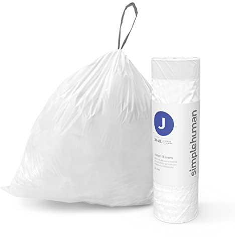 simplehuman CW0411 Code J Custom Fit Bin Liner Bulk Roll Pack, White Plastic (8 Roll Pack of 30, Total 240 Liners)