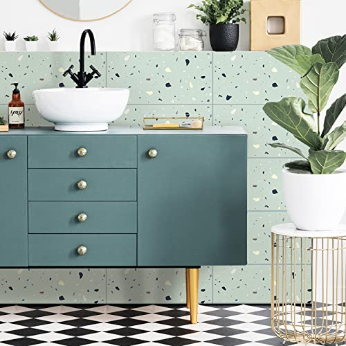 Fliesenaufkleber Bad 30x60cm Neuwertiger Terrazzo Klebefliesen Küchenrückwand Folie Selbstklebende Fliesen Fliesenaufkleber Küche Badezimmer Fliesenfolie Vinyl Selbstklebend Wasserdicht