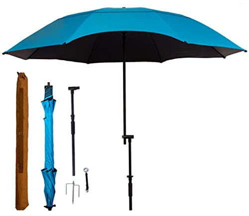 DUNAKE Sonnenschirm Balkon Gartenschirm Marktschirm Terrassenschirm Wasserdicht Windfest Mit Sandanker-Neigung Stange Aus Aluminium, Tragetasche,Tasche (Color : /Blue, Size : 240cm/7.8ft)
