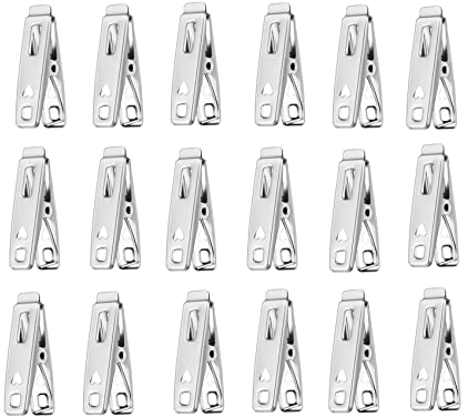 Pinces à Linge INOX,20 pièces Epingle a Linge Durables Coupe-Vent et Antirouille Pinces à Linge en Acier Inoxydable Chevilles en Acier Inoxydable pour Serviettes Chaussettes Underwears et Vêtements