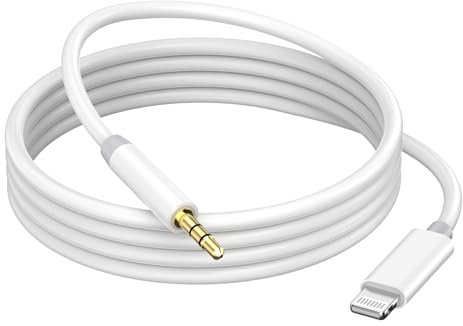 Auto AUX Kabel für iPhone, 1M 3,5mm Aux auf Lightning Kabel Adapter, [Apple MFi-Zertifiziert] Lightning auf 3.5mm Audio für iPhone 14 13 12 11 Pro Max XS XR X 8 7 6 auf Auto/Kopfhörer/Lautsprecher