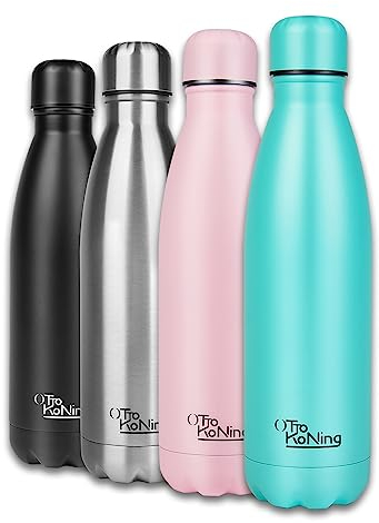 Otto Koning Botella de Agua Térmica de Acero Inoxidable 500ml, con Doble Aislamiento al vacío para 12 Horas de Bebida Caliente y 24 Horas de Bebida Fría, a Prueba de Fugas Libre BPA
