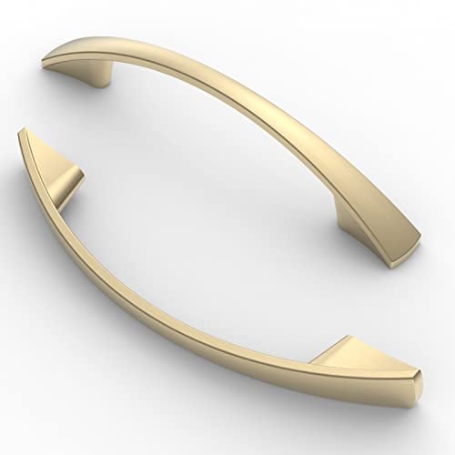 FURNIWARE Tiradores de 10 piezas espaciado de agujeros de 96 mm, tiradores de muebles, tiradores de armarios, tiradores de cocina, manijas, tiradores de cajones de muebles,latón cepillado