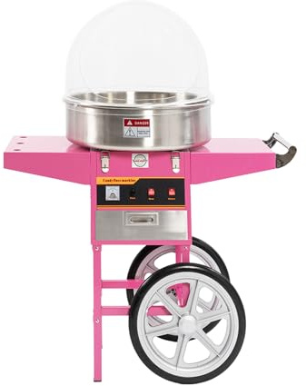 Máquina Algodón de Azúcar con Carrito Profesional | Algodonera profesional con carrito, cúpula de metacrilato y fácil limpieza. Ideal para eventos, ferias y fiestas.