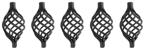 GAL - INDUSTRIAL Zierkorb Zirbel 130 x 65mm | Schnörkel aus Vierkantstab 12 mm | Schmiedeeisen Zwirbel Korbzwirbel für Zäune Geländer (5 Stück)