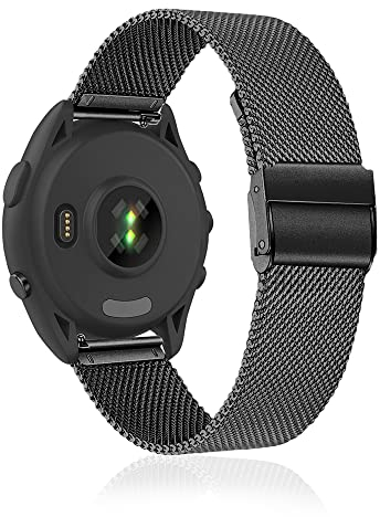 KeeFos 22mm Bracelet Compatible avec Garmin Forerunner 570 47mm/Forerunner 265/255/Venu 3 45mm/Venu 2/Vivoactive 4/Active, Hommes et Femmes Bracelet, Métal Bracelets de Remplacement - Noir