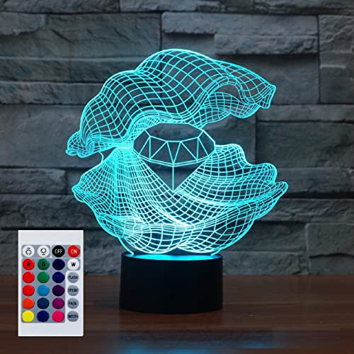 SUPERHONGJIHAO Nachtlicht für Kinder, 3D-Gehäuse Diamant-LED-Lampe mit Fernbedienung 16 Farbwechsel Geburtstagsgeschenk für Kinder