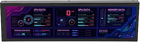 Bewinner 8.8 Inch CPU Hardware Temperature Monitor, IPS USB Mini Screen PC CPU RAM HDD Data Monitor, Host Temperature Monitor for Chassis Sub (black)
