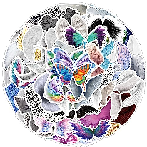 Angel Wings Aufkleber 50 Stück Niedliche Funny Wings Aufkleber für Laptop Fahrrad Gepäck Auto Motorrad Skateboard Scrapbook,Wasserdicht Cartoon Engelsflügel Aufkleber für Teenager Erwachsene Kinder