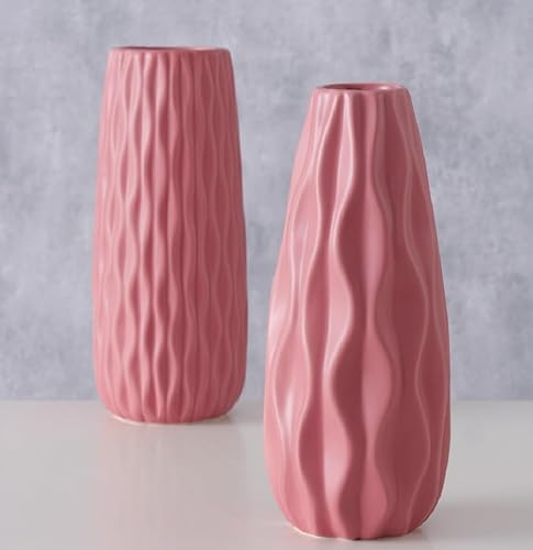 Boltze, Vase Luana 2er-Set Steingut rosa