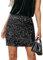 CUPSHE Damen Rock High Waist Pailletten Glitzer Minirock Bleistiftrock Party Bodycon Short Sequin Skirt Schwarz M