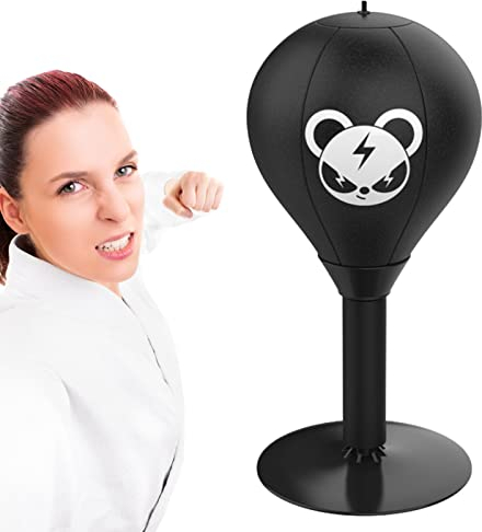 Stressabbauender Tisch Sandsack Boxsack,funpunch Rage Bag, boxsack,Boxing Gadgets,Ball zum Stressabbau,Freistehender Boxsack Stressabbau Ledergefüllter Boxsack für Kinder,Erwachsene,Männer,Frauen