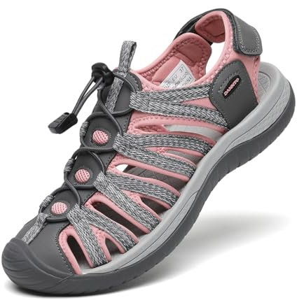 Dannto Sandales Femme Sandales de Randonnée Sandales de Sport d'été Plage pour la Marche(gris,38)