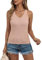 Gyabnw Maglietta Canotta da Donna Elegante T-Shirt Senza Maniche Lavorata Canottiera a Maglia con Scollo a V Camicetta Tank Top Moda Casual in Tinta Unita Rosa,S