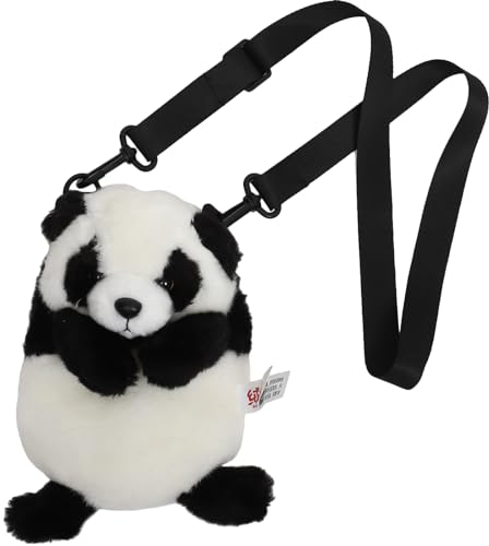 CALLARON Niedliche Panda-Tasche für Damen und Mädchen, 25 x 15 cm, kleine Umhängetasche, verstellbar, Kawaii-Panda-Geldbörse, Plüschtier-Rucksack, Umhängetasche, Panda-Reisetasches