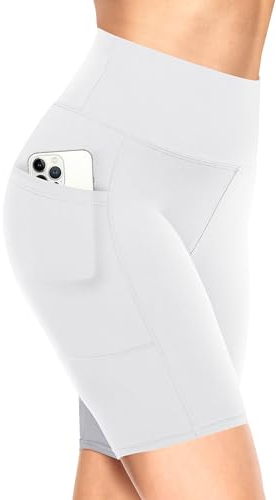 TNNZEET Radlerhose Damen Hohe Taille Kurze Sporthose Leggings Blickdicht Sommer Shorts Yoga Hose für Gym Sport (Weiß-1,S-M)