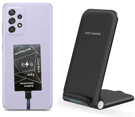 Extertal Wireless Charging Adapter for Samsung Galaxy A13 A23 A33 A53 A73 5G with Stand Folding Wireless Charger