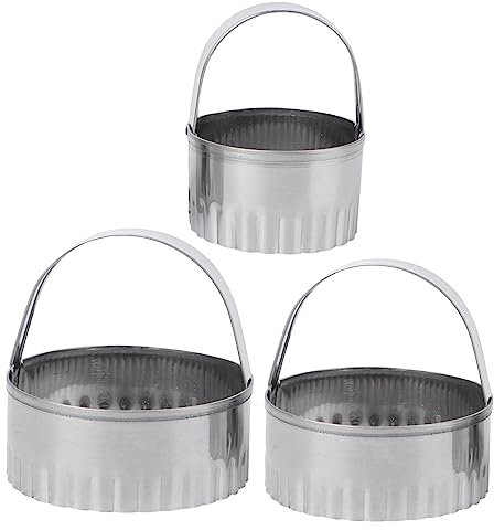 Milisten 3 Pz taglia anelli per torte formine per biscotti per feste francobolli animali strumenti di cottura tagliabiscotti rotondi in acciaio inox biscotto squillo Set da 3 pezzi