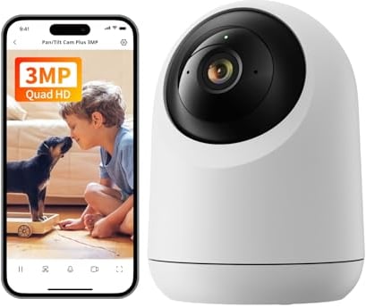 SwitchBot Caméra de sécurité 2K-Pan/Tilt Cam 3MP pour Bébé/Animal, Wi-FI 2.4G, Vision Nocturne, Audio Bidirectionnel, Suivi des Mouvements à 360°, Mode Privé, Compatible Alexa, Stockage Cloud/SD 256G