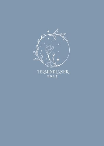 Terminplaner 2025: A4 Wochenkalender mit Zeiteinteilung | 1 Woche auf 2 Seiten mit Uhrzeit | Personal Organizer | Terminkalender mit Zeit | Minimalist Boho Blau