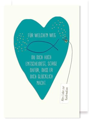 AvanCarte Konfirmation Grußkarte Karte Applikationen AvanHandcraft Herz Fisch 16x11cm