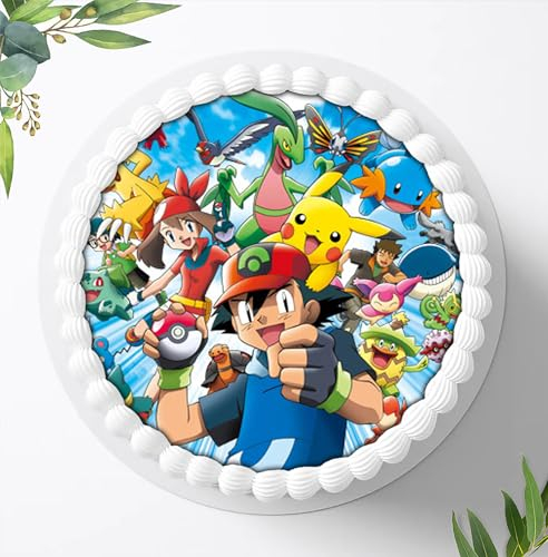 Für den Geburtstag ein Tortenbild, Zuckerbild mit dem Motiv: Pokemon, Essbares Foto für Torten, Tortenbild, Tortenaufleger Ø 20cm - 0285w.2