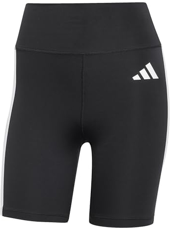 adidas Damen Optime Essentials 3Stripes Short Leggings Tights, black/white, XS 7 inch