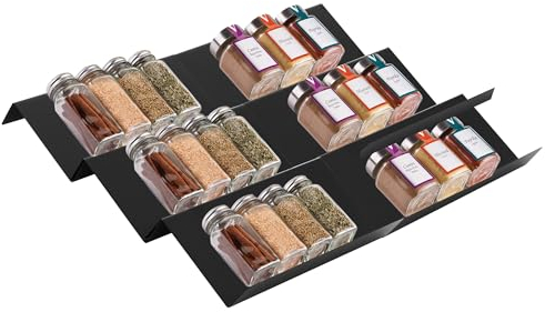Especiero Cajon Cocina, 6 Piezas Organizador Especias Cajon Especieros,Especiero Cajon Cocina extensible de 23 cm a 46 cm,Adecuado para encimeras, Gabinetes y estantes de almacenamiento de cocina