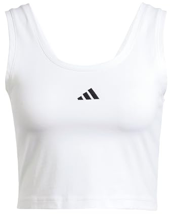 adidas Damen Essentials SMALL Logo Cotton Lifestyle Tank, White/Black, S