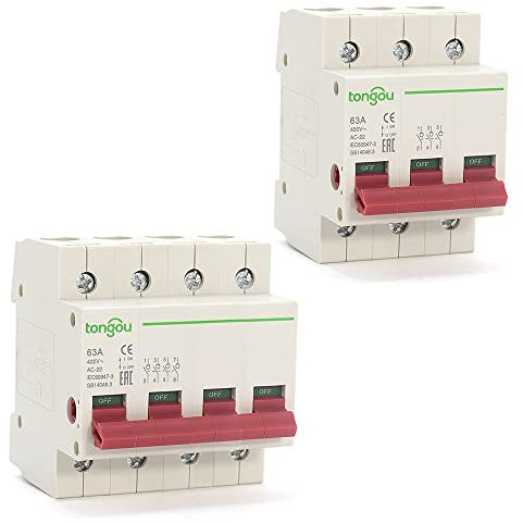 Disjoncteur,Disjoncteur Différentiel 230V 400V AC 3P 4P Interrupteur principal Fonction Sectionneur Interrupteur Isolateur Disjoncteur (Size : 3, Color : 63A)