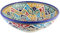 Saharashop Keramik Waschbecken Rund Ø38 cm Lavabo Casa Marokkanische Waschschale Aufsatzwaschbecken Handwaschbecken Bunt Handmade