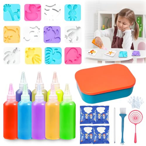 IWTBNOA Gels Magiques 3D CréAtifs, Elfe de l'eau Magique pour Enfants, d'eau de Gels Magiques pour Garçons et Filles, Kit Créatif Enfant, 3D Créatifs Jouets éducatifs DIY pour Enfants Cadeau