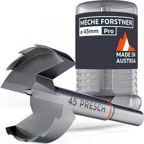 Presch Forstnerbohrer Ø 45mm - Extrem scharfer, langlebiger Astlochbohrer - Hochpräzise Zentrierspitze für perfekten Rundlauf - Zuverlässige Leistung dank optimierter Standzeit