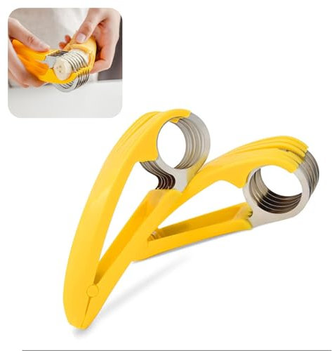 2 Piezas Cortador de Platano, Cortador de plátano de acero inoxidable, Acero Inoxidable, Plátano, Cortador de Frutas, Cuchillo de Pepino, PP + Acero Inoxidable