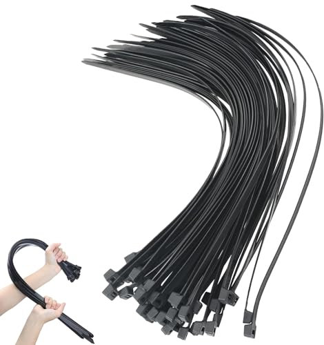 Eastrise Cable Ties,Thick Heavy Duty Large Strong Nylon Plastic Self Locking,450mm×4.8mm,(17.72 inch/45 cm) Extra Long Zip Tie Wraps(50 Pack/Black)