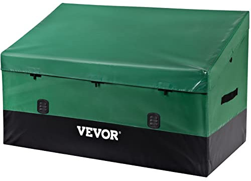 VEVOR Boîte de rangement d'extérieur en polyéthylène étanche avec cadre galvanisé, protection contre les intempéries et portable, pour camping, jardin, piscine et cour, noir et vert