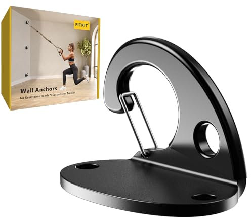 FITKIT 3er-Pack Widerstandsband-Wandanker-Set, keine Schweißnähte, Wandhalterung für Übungsbänder & Aufhängungsgurte, kompaktes Krafttrainingsset für Heim-Fitness-Workouts & Physiotherapie