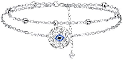 J.MUEN Bösem Auge Armband Damen Silber 925, Schmuck für Freundin Frau Mutter Tochter