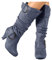 Stivali Donna Alti Fino Al Ginocchio,Stivali Donna Invernali Alti Pelle Stivali Alti al Ginocchio Largo Vintage Casual Invernali con Tacco Stivaletti Interna Zeppa Caldi