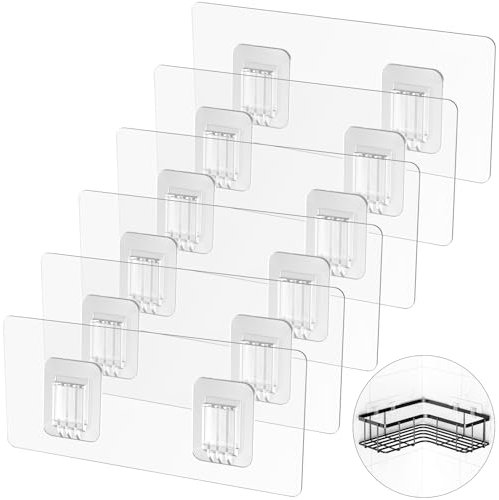 LIASDIVA Ganci Adesivi per Mensola da Doccia Angolare, 6 Pezzi Sostituzione Dell'adesivo per il Contenitore per Doccia, Shower Shelf Basket Hanging Hooks (Adatto per appendere strisce di metallo)
