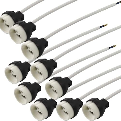 10pcs GU10 Fassungen Brandschutz, GU10 Fassung (220V-250V) für LED und Halogen aus Keramik mit Kunststoff-Schutzkappe