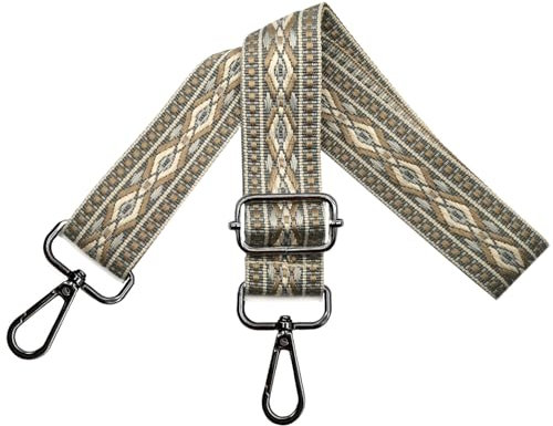 Verstellbarer Schultergurt für Taschen Damen Tragegurt, Taschengurte zum Wechseln, Taschengurt Breit 3.8cm mit Schwarz Karabiner, Schulterriemen für Schultertasche Handtaschen, Dunkel Khaki, N38