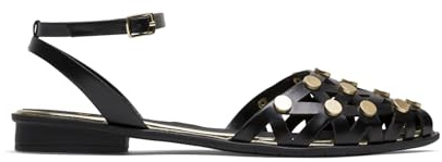 Porronet Flache Ballerinas mit Nieten, Schwarz, Gold, Rita, Schwarz / Gold, 37 EU