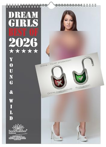 Sexy Dreamgirls DIN A3 Kalender für 2026 Girls Erotik - Geschenkset Inhalt: 1x Kalender 1x Weihnachtsanhänger 1x Grußanhänger (gesamt 3 Teile)