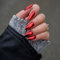 Metallic Orange Red False Nails Almond, SXVME Chrome Press On Nails Medium, Glazed Shine Acrylic Fake Nails with Mirror Effect for Women Daily & Party Wear 24 Pcs