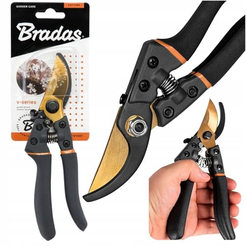 Bradas GARDEN CARE - Gartenscheren - Astschneider - Secateurs & Pruning scissors - Rosenschere - Gartenscheere - Garden - Garten Astschere – KT-V1021 - Bypass Stahl SK5 – 21 cm